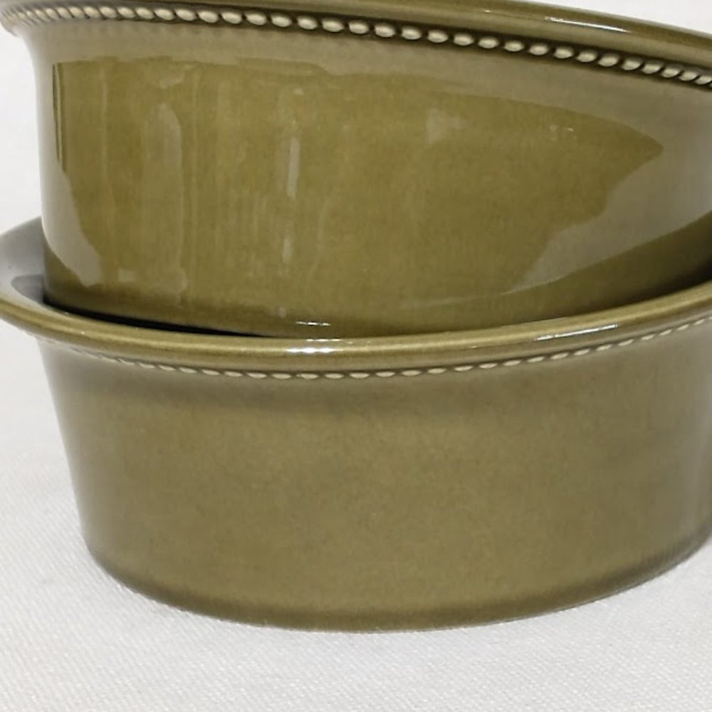 Vintage SOUP / CEREAL BOWLS - Sears “Octagon Green” Ironstone set of 2